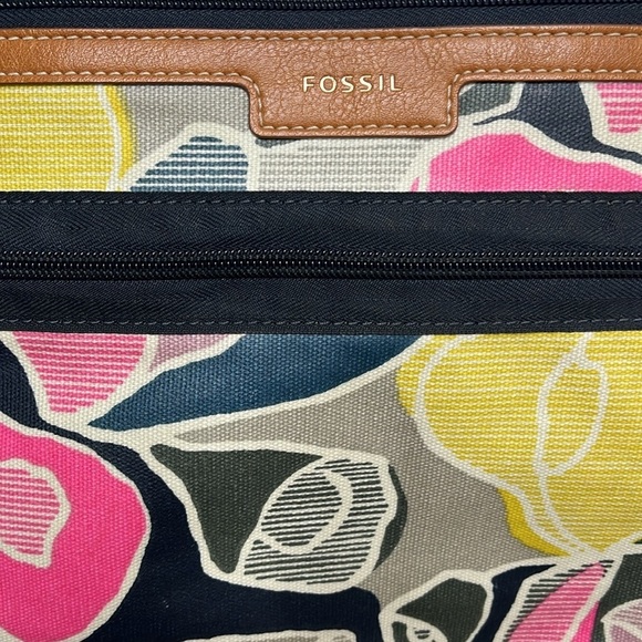 Fossil Pink Yellow Coated Canvas Crossbody Bag BLEMISH - Picture 2 of 6